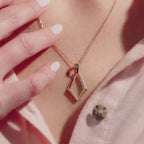 0.38 TCW Round Cut Lab Grown Diamond Gold Geometric Pendant Necklace Gift for Her