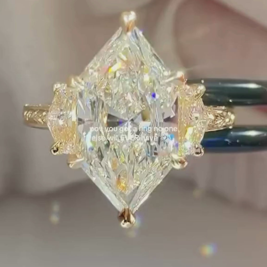 Dutch Marquise Three Stone Lab grown Engagement Ring