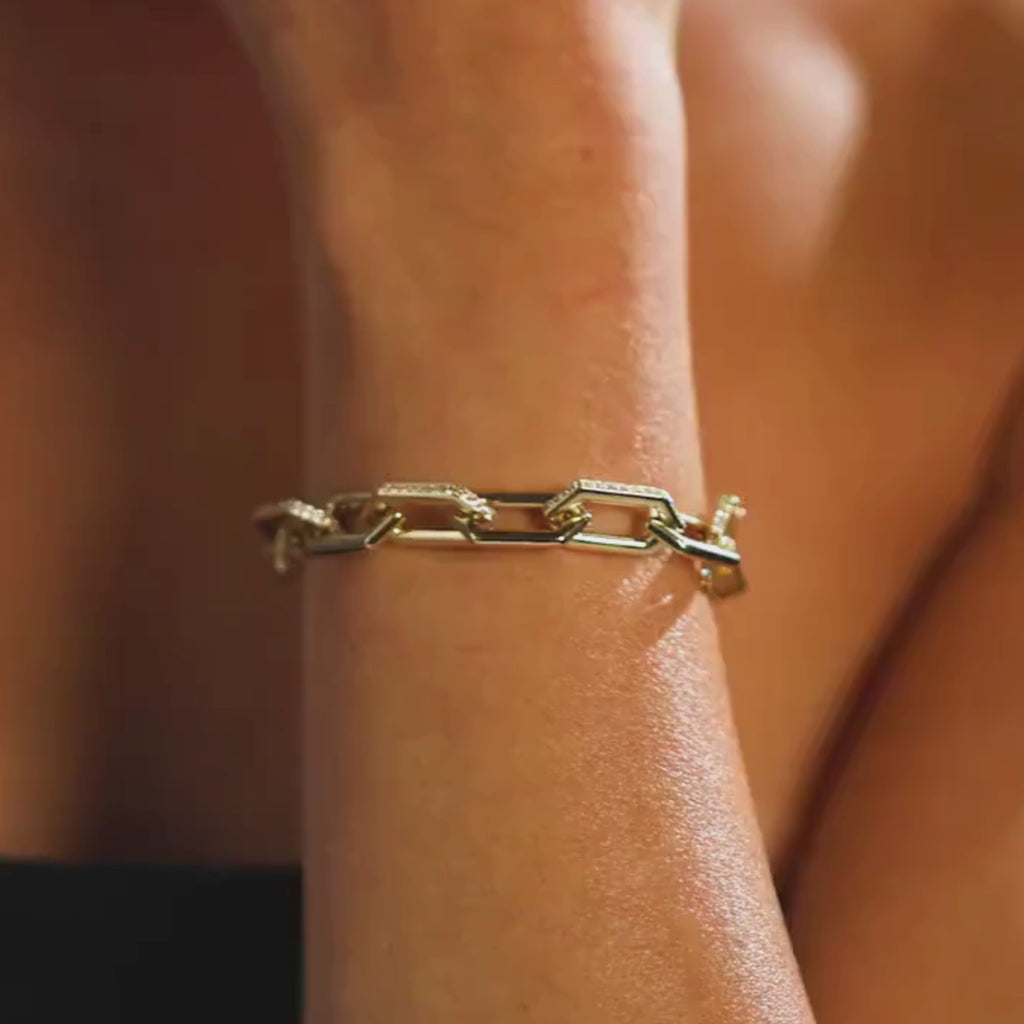 2.00 TCW Round Cut Moissanite Diamond Link Bracelet Pave Chain
