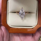 Marquise Cut Lab Grown Engagement Ring Split Shank Ring Solid Rose Gold Solitaire Ring Wedding Rings For Women Anniversary Ring