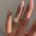 Cluster Pear Cut Engagement Ring Pear Art Deco Lab Grown Ring Solid Gold Wedding Ring Anniversary Rings For Women Teardrop Ring