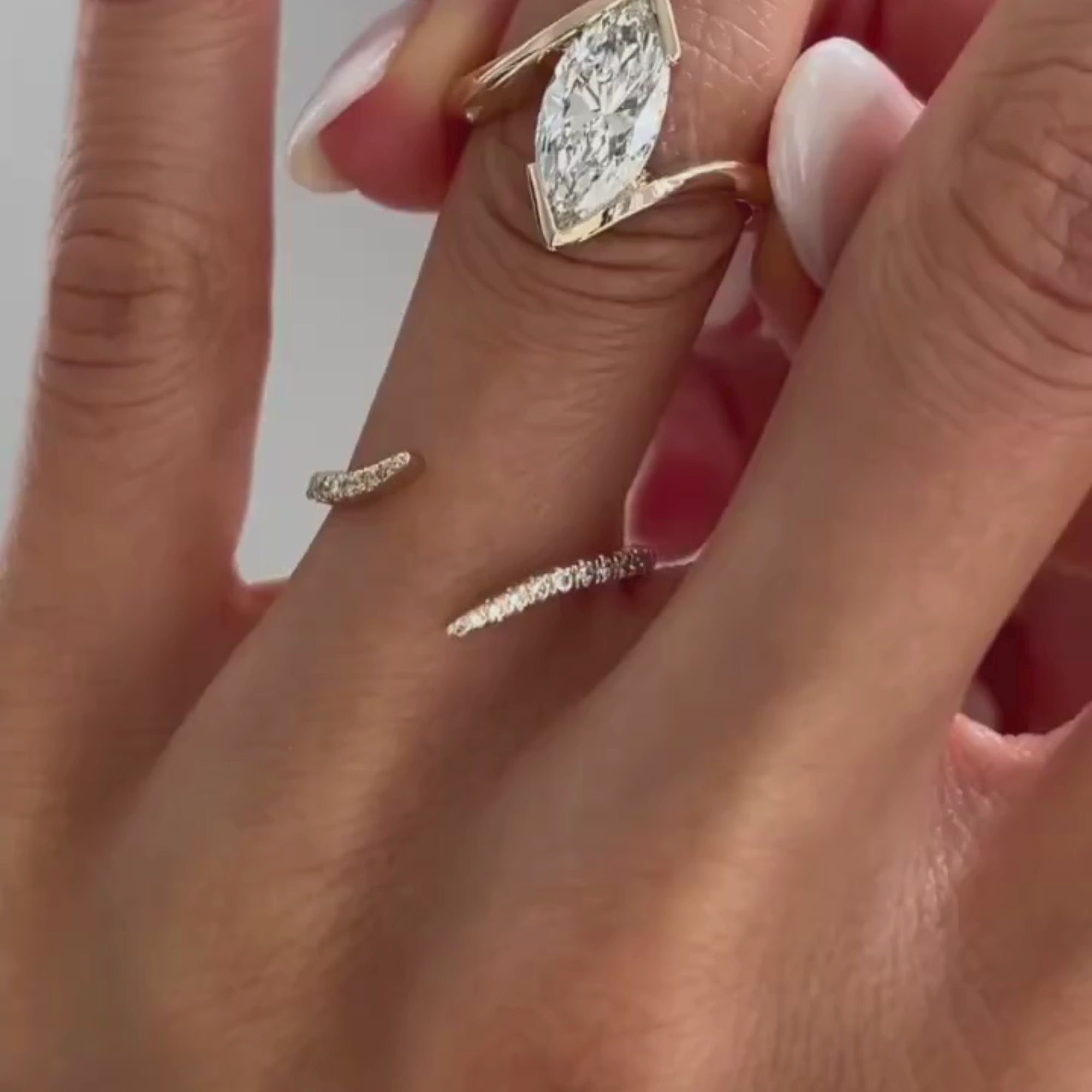 Half Bezel Set Marquise Cut Moissanite Engagement Ring Set  Bridal Sets Wedding Ring Set Anniversary Ring Set For Women