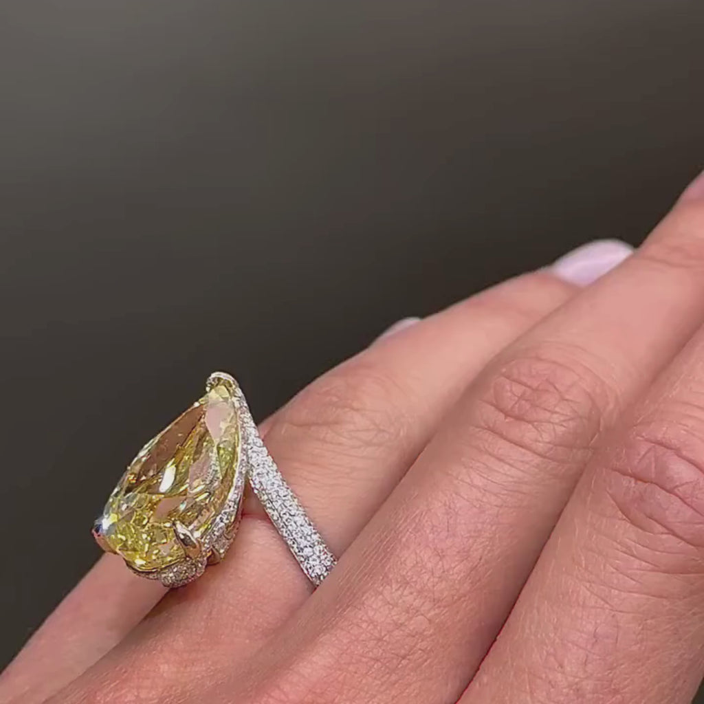 Champagne Yellow Pear Cut Moissanite Engagement Ring  Wedding Ring Color Stone Ring Anniversary Rings For Women Teardrop Ring