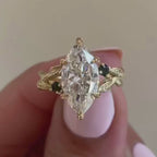 Vintage Marquise Cut Lab Grown Engagement Ring Twisted Band Art Deco Ring  Nature Inspired Wedding Ring Anniversary Ring