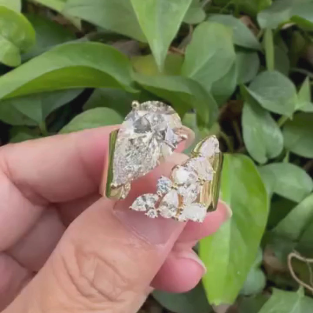 4.00 CT Open Gap Pear Cut Moissanite Engagement Ring Solid Gold Wedding Ring Antique Cocktail Ring Unique Ring Anniversary Rings For Women