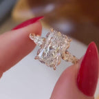 Art Deco Twisted Band Radiant Cut Vintage Lab Grown Engagement Ring  Tulip Set Wedding Nature Inspired Anniversary Ring