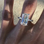 Elongated Emerald Cut Lab Grown Engagement Ring  Solid Gold Solitaire Ring Wedding Ring Anniversary Ring Elongated Diamond Ring