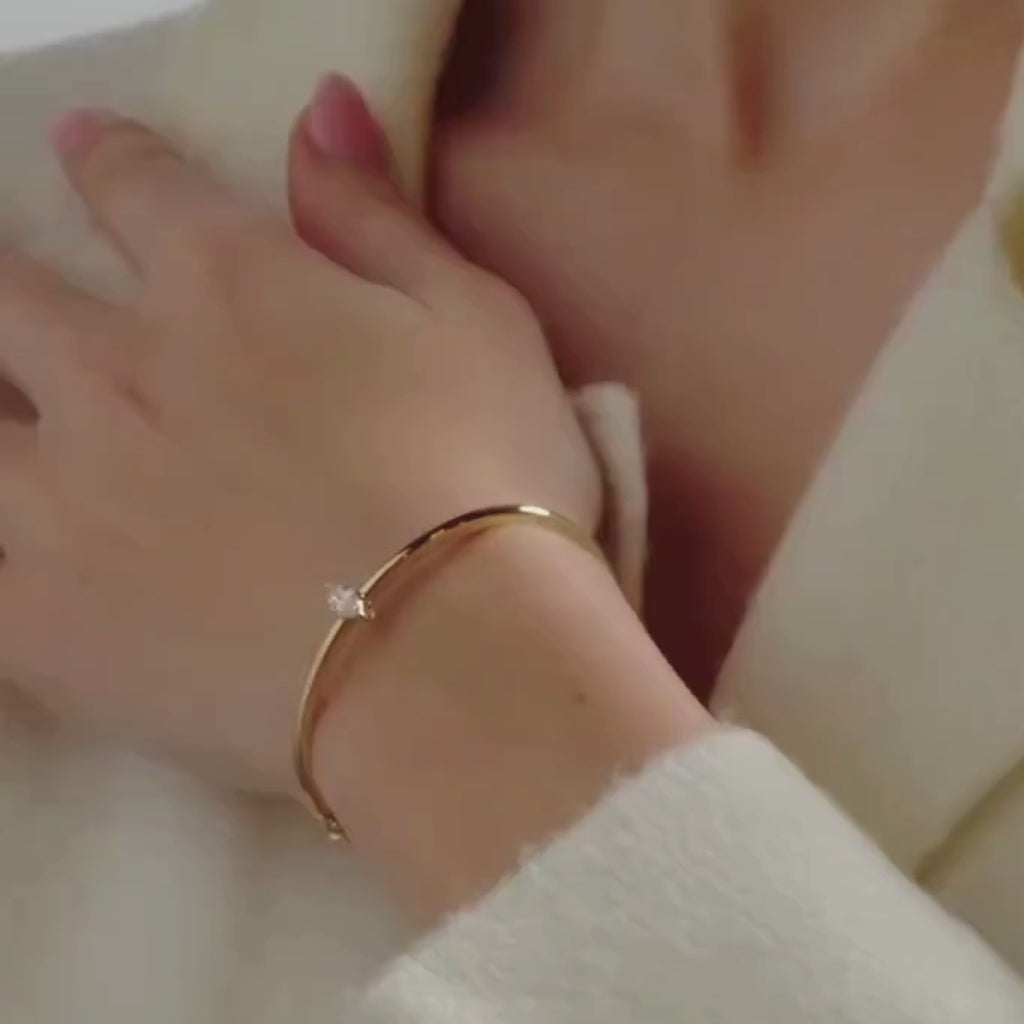 0.70 CT Marquise Yellow Gold Lab Grown Diamond Bangle Bracelet