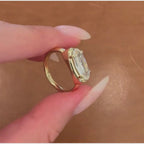 Moval Cut Moissanite Engagement Ring East West Gold Bezel Set Ring